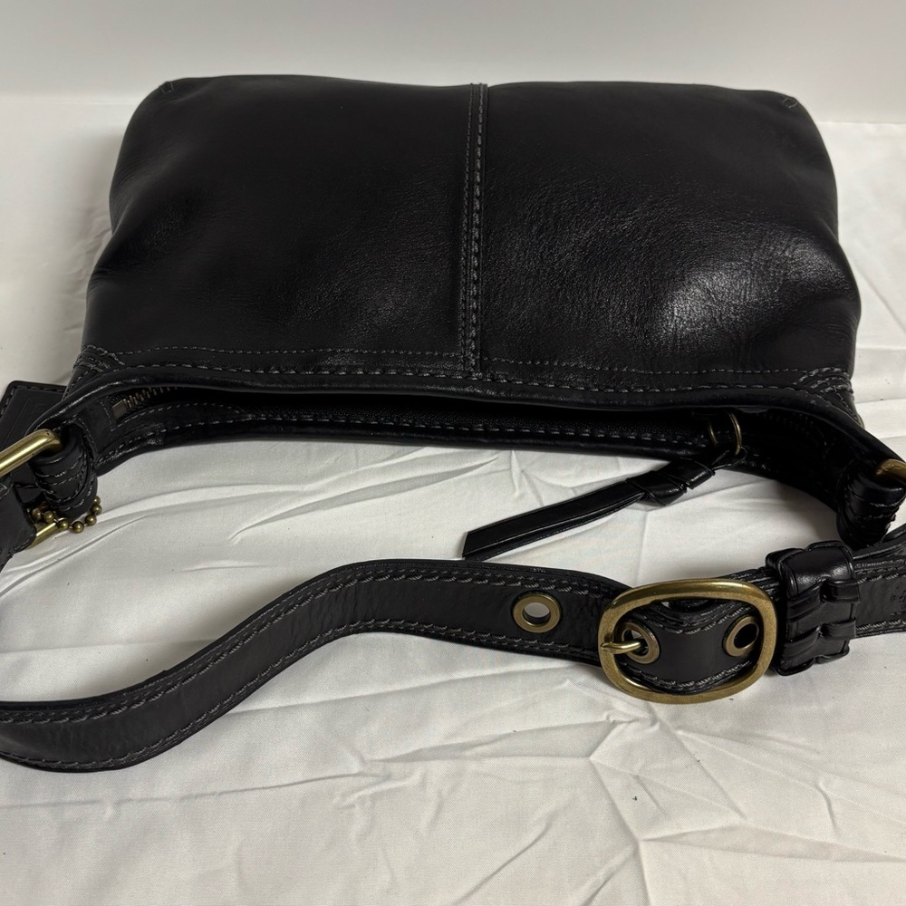 Vintage Coach black leather Bleeker style shoulder bag - Picture 6 of 10